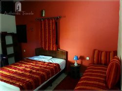 Casa Aya Medina: first-floor guestroom with cactus silk curtains and bedspreads