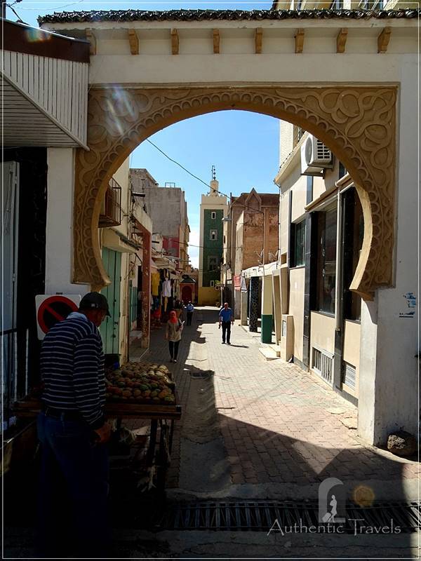 Azrou small Berber town: entrance gate to the medina 