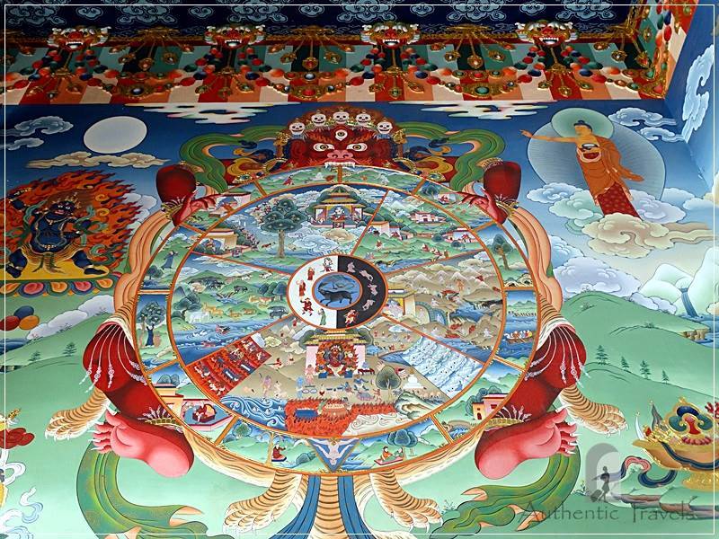 Bodhnath heritage area (a suburb of Kathmandu): Pal Dilyak Gompa – colorful paintings