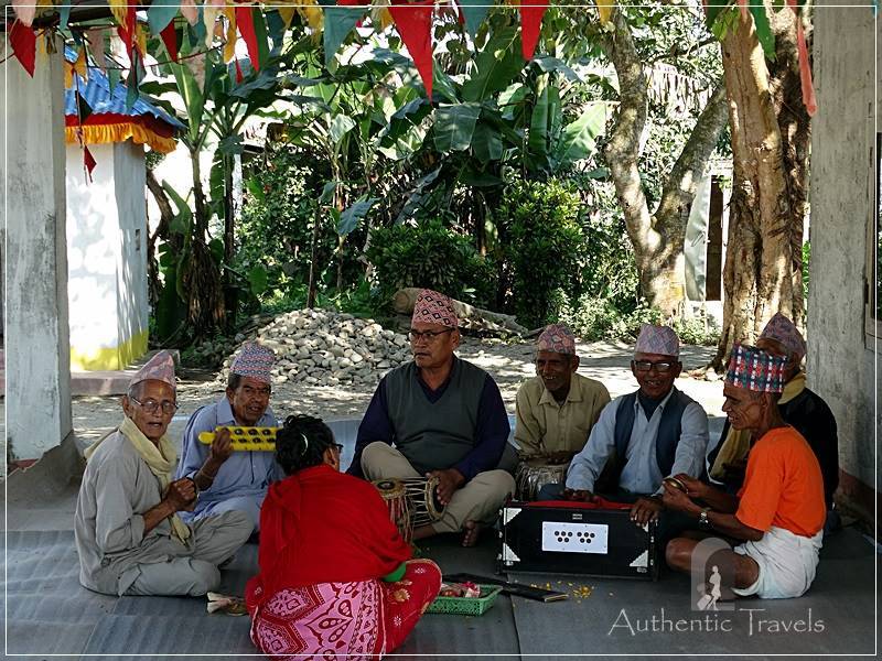 Chitwan - Sauraha: Cycling through Tharu Villages around Sauraha - Nepalis are singing