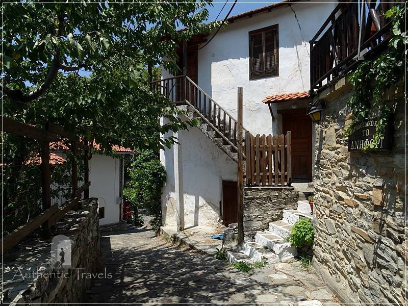 Thassos Island - Mikros Prinos Village: traditional houses with stone and white walls