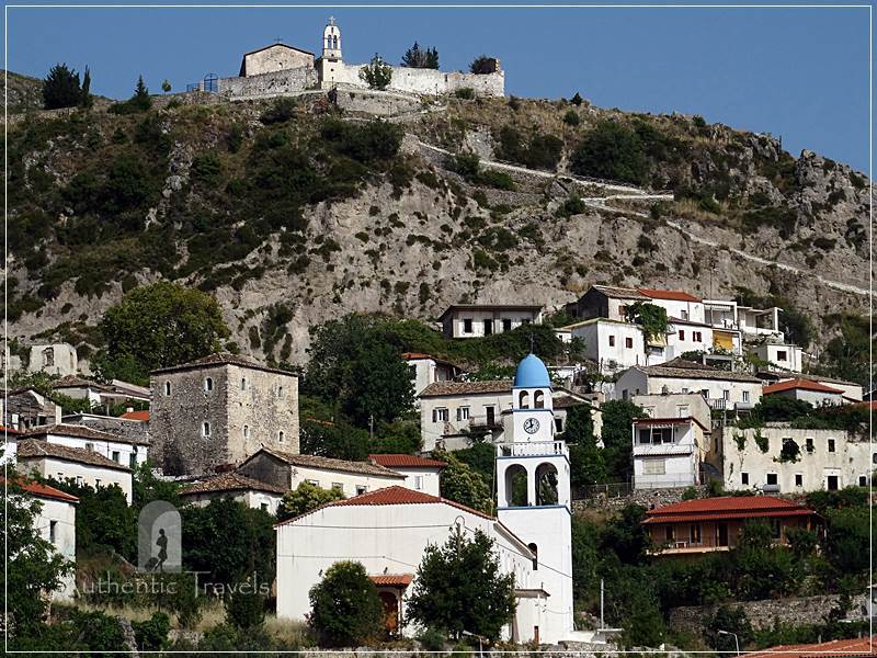 Dhermi Village - the main church and the cemetery church uphill 