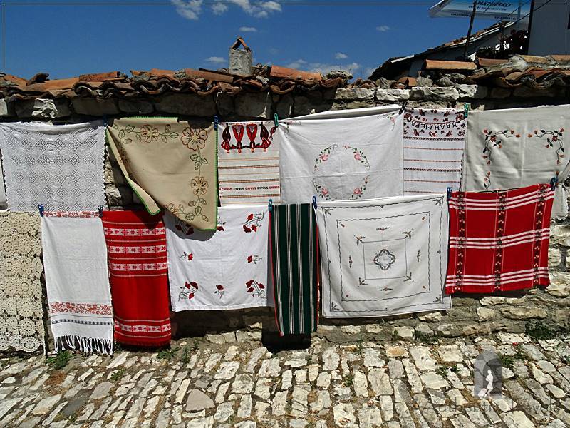 Berat Castle - hand made traditional table cloths 