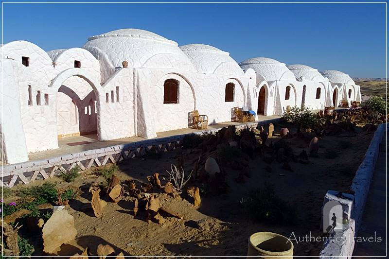 The whitewashed domed cottages